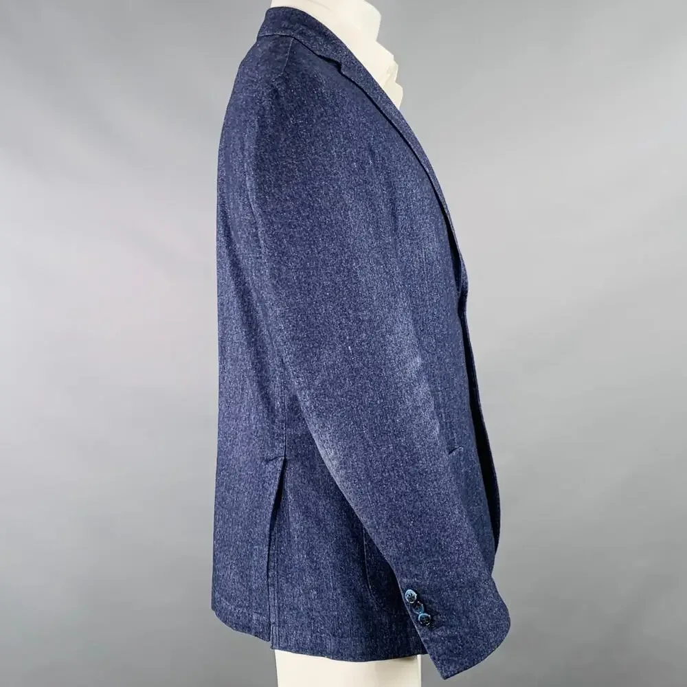 L.B.M. 1911 Size 40 Blue Wool Blend Single Breasted Sport Coat